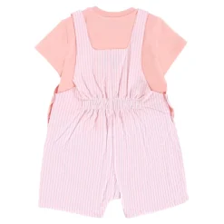 Roze Gestreepte Tuinbroek met T-shirt