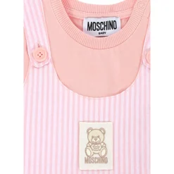 Roze Gestreepte Tuinbroek met T-shirt