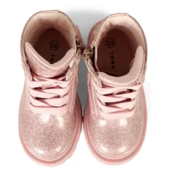 Roze Glitter Biker Boots met Logo