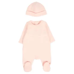 Roze Katoenen Babypakje en Hoed Set