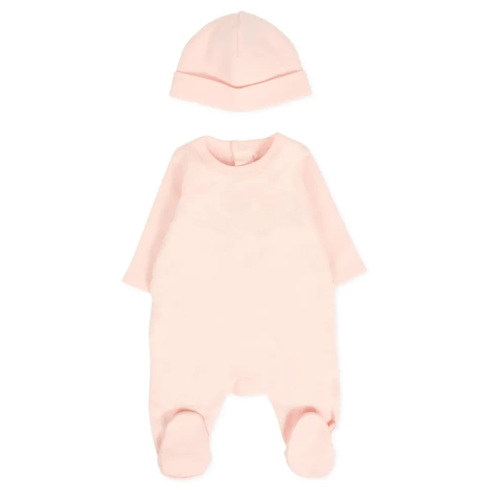 Roze Katoenen Babypakje en Hoed Set