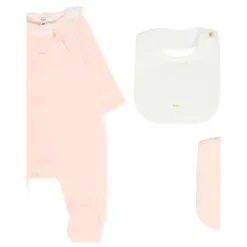 Roze Katoenen Babypakje Slabbetjes Set