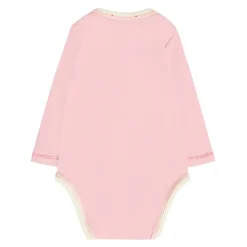 Roze Katoenen Bodysuit Set met Muts en Slabbetje