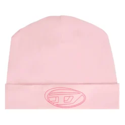 Roze Katoenen Bodysuit Set met Muts en Slabbetje