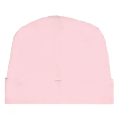 Roze Katoenen Bodysuit Set met Muts en Slabbetje