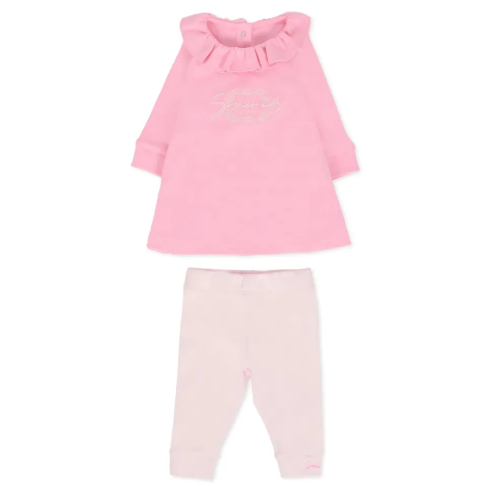 Roze Katoenen Jurk en Legging Set