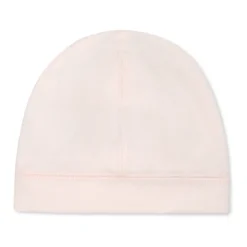 Roze katoenen pasgeboren mutsen met logo