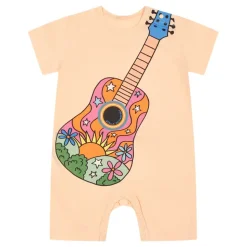 Roze Katoenen Romper met Gitaar Logo