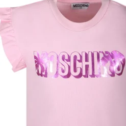 Roze Katoenen Sportpak met Teddy Bear Print