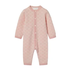 Roze Kinderjurk Wol Jacquard Romper