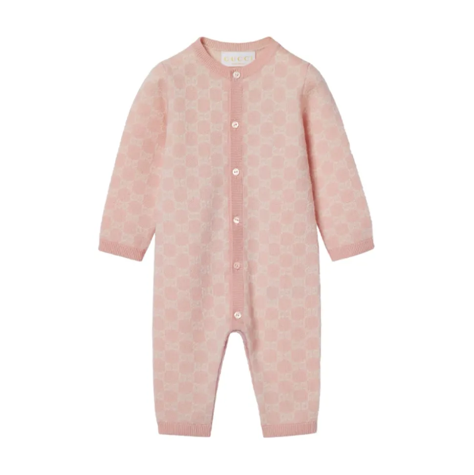 Roze Kinderjurk Wol Jacquard Romper