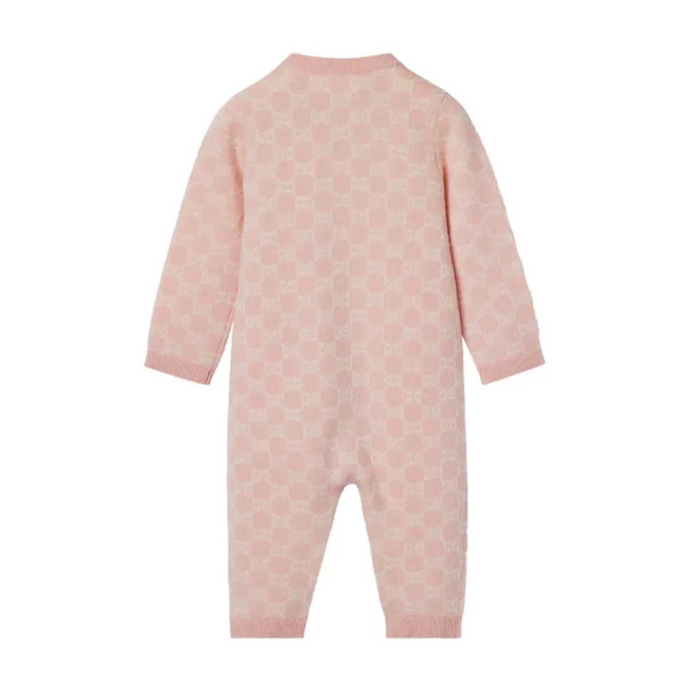 Roze Kinderjurk Wol Jacquard Romper