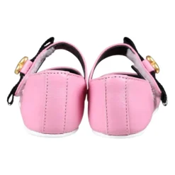 Roze leren ballerina schoenen met strik