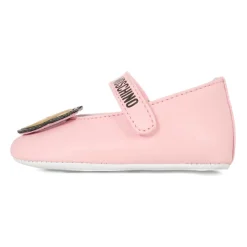 Roze Leren Ballerina's met Teddybeer Patch