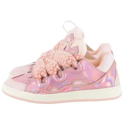 Roze Leren Sneakers met Kettingveters