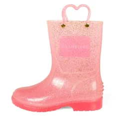 Roze lurex regenlaarzen met hartdetail