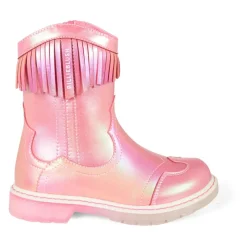 Roze Metallic Franje Enkellaarzen