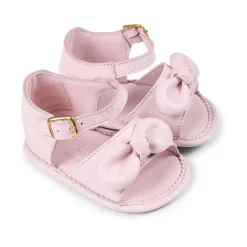 Roze Strik Sandalen met Wit Logo