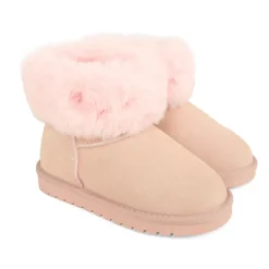 Roze Suède Enkellaarzen met Nepbont