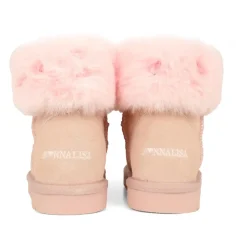 Roze Suède Enkellaarzen met Nepbont