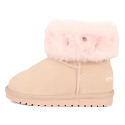 Roze Suède Enkellaarzen met Nepbont