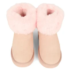 Roze Suède Enkellaarzen met Nepbont