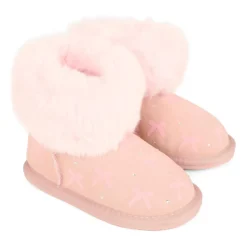 Roze Suède Enkellaarzen met Nepbont