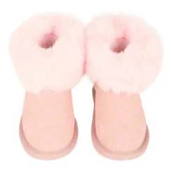 Roze Suède Enkellaarzen met Nepbont