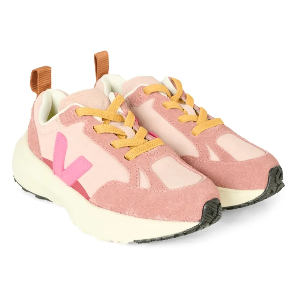 Roze Suède Sneakers met Fuchsia Logo