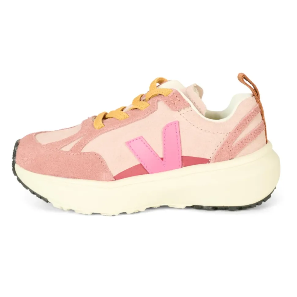 Roze Suède Sneakers met Fuchsia Logo