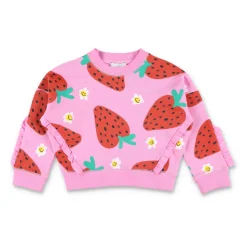 Roze Sweatshirt en Short Set met Aardbeienprint