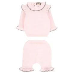 Roze Virgin Wool Sweater Broek Set