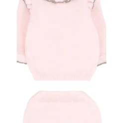 Roze Virgin Wool Sweater Broek Set