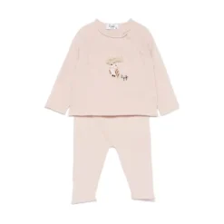 Roze Wol Geborduurde Babyjurk
