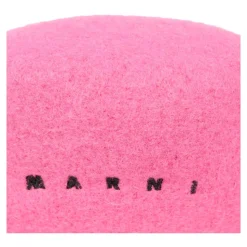 Roze wollen baret met logo