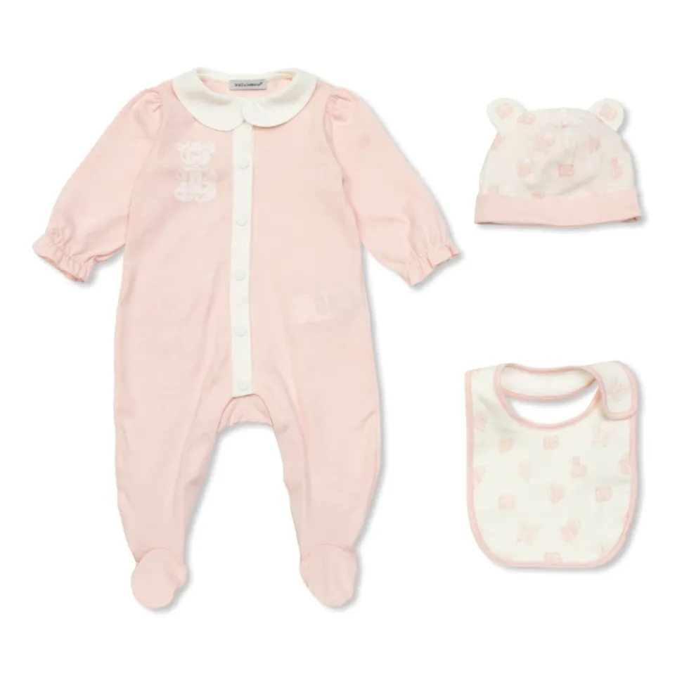 Set: muts, slabber en rompertje