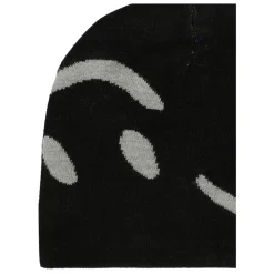 Smiley Zwarte Wollen Blend Beanie Hoed