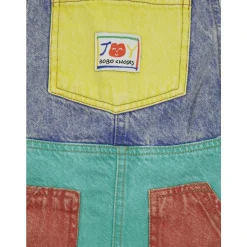 Smiling Color Block Denim Dungaree