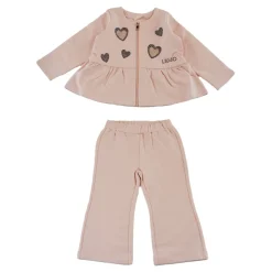 Sportieve Set Open Sweatshirt en Roze Satijnen Broek