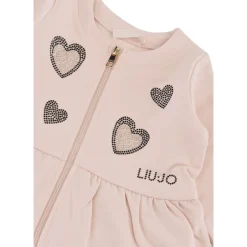 Sportieve Set Open Sweatshirt en Roze Satijnen Broek