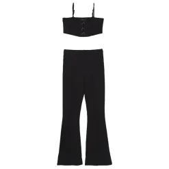 Sportieve Zwarte Top en Broek Set