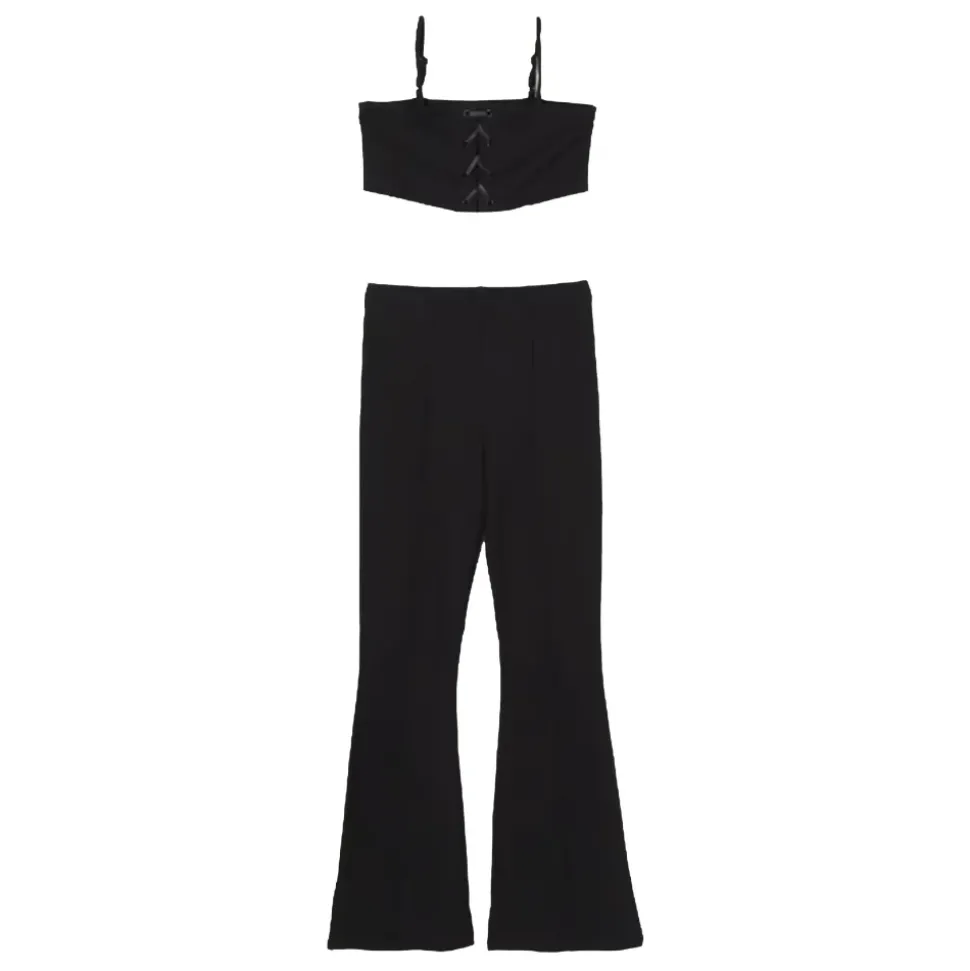 Sportieve Zwarte Top en Broek Set