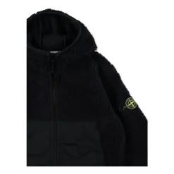 Stone Island Compass Motif Zwarte Sweater Fleece Textuur