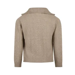 Taupe Rits Pullover | Bruin