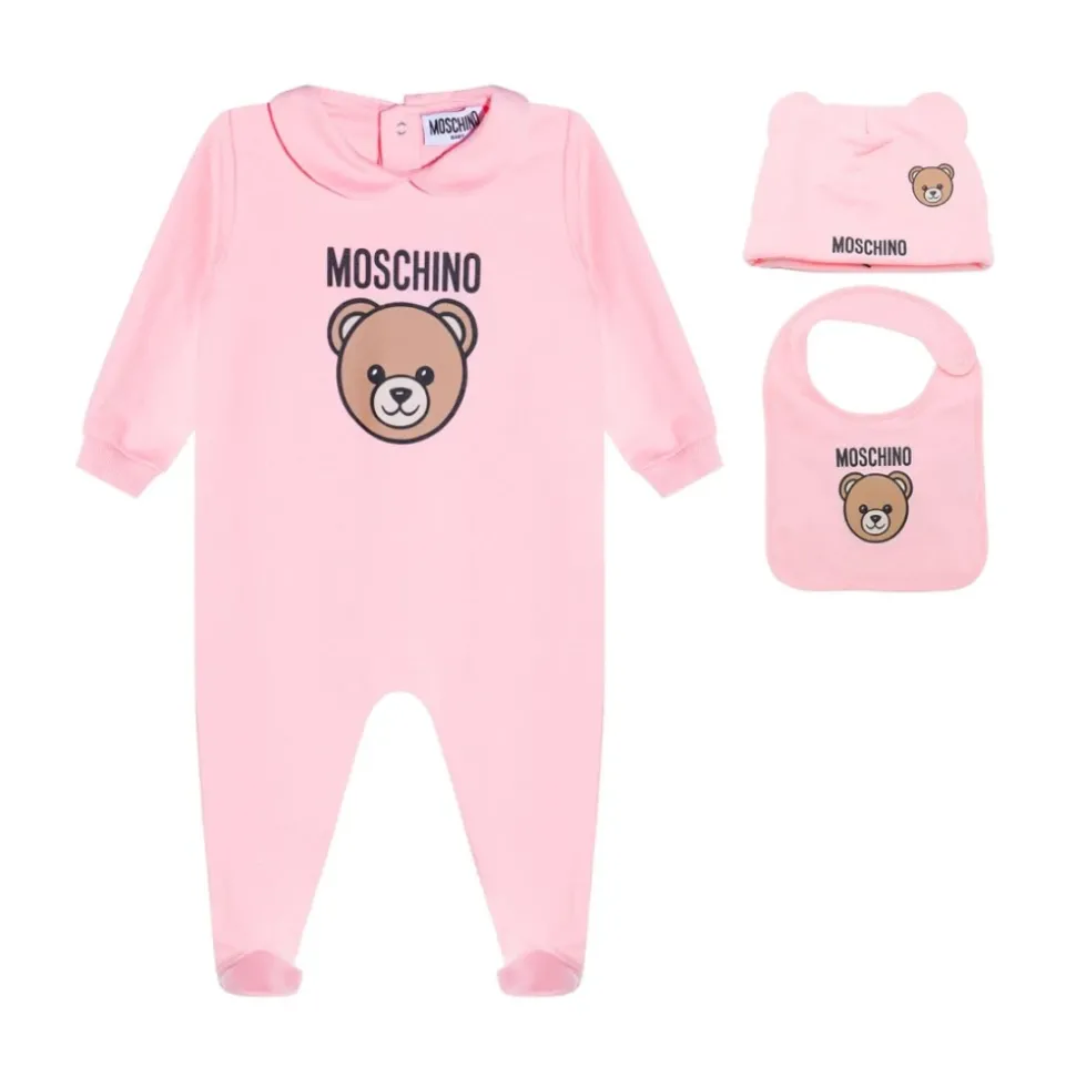 Teddy Print Baby Kleding Set Roze