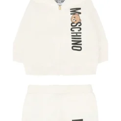 Teddy Print Trainingspak Set Wit Katoen