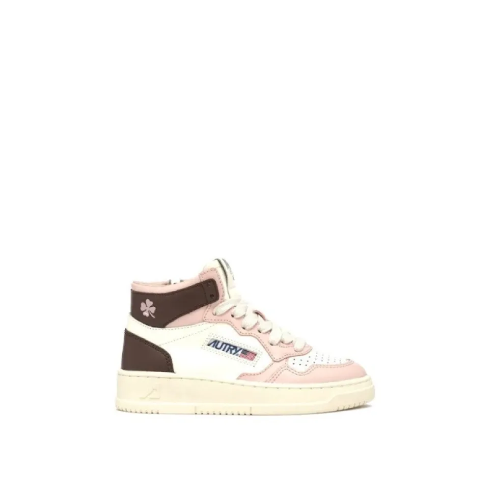 Tricolor leren sneakers met rits