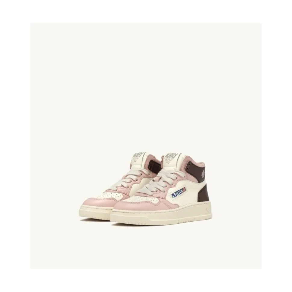 Tricolor leren sneakers met rits