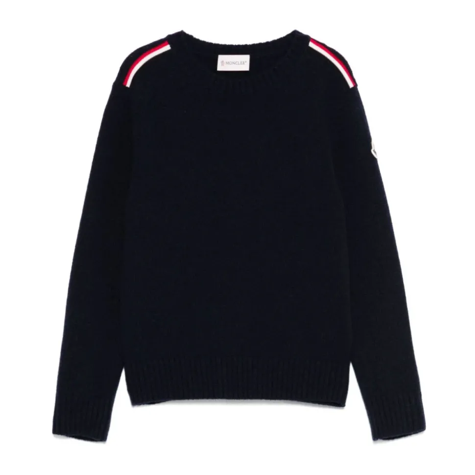 Tricolour-Trimmed Wool Sweater