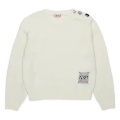 Trui met juweelknoop van wolmix